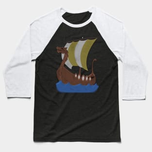 Viking Ship yellow with water Baseball T-Shirt